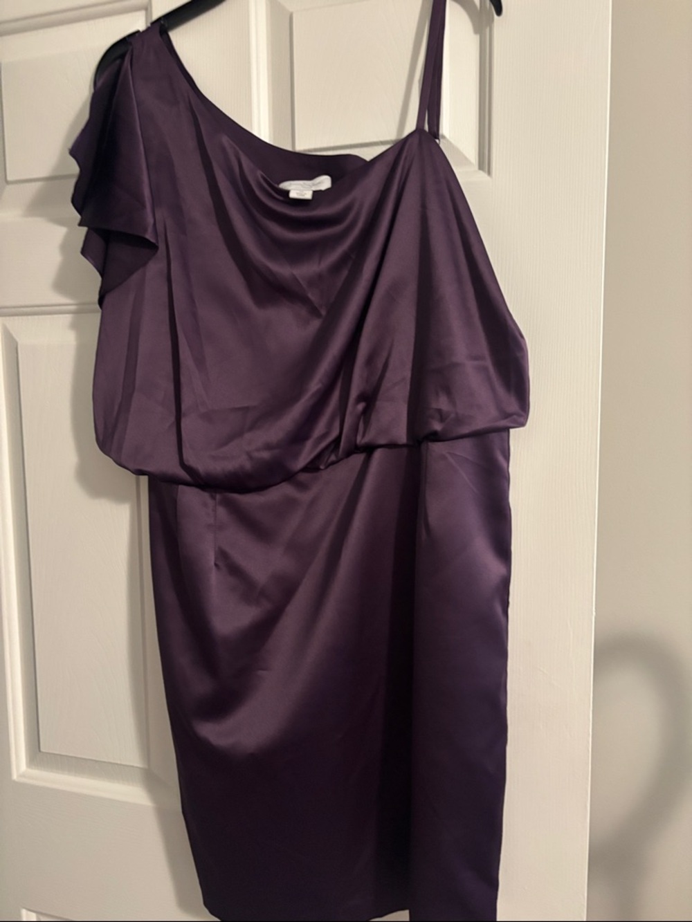 Jessica Simpson One-Shoulder Satin Cocktail Dress in Deep Purple
